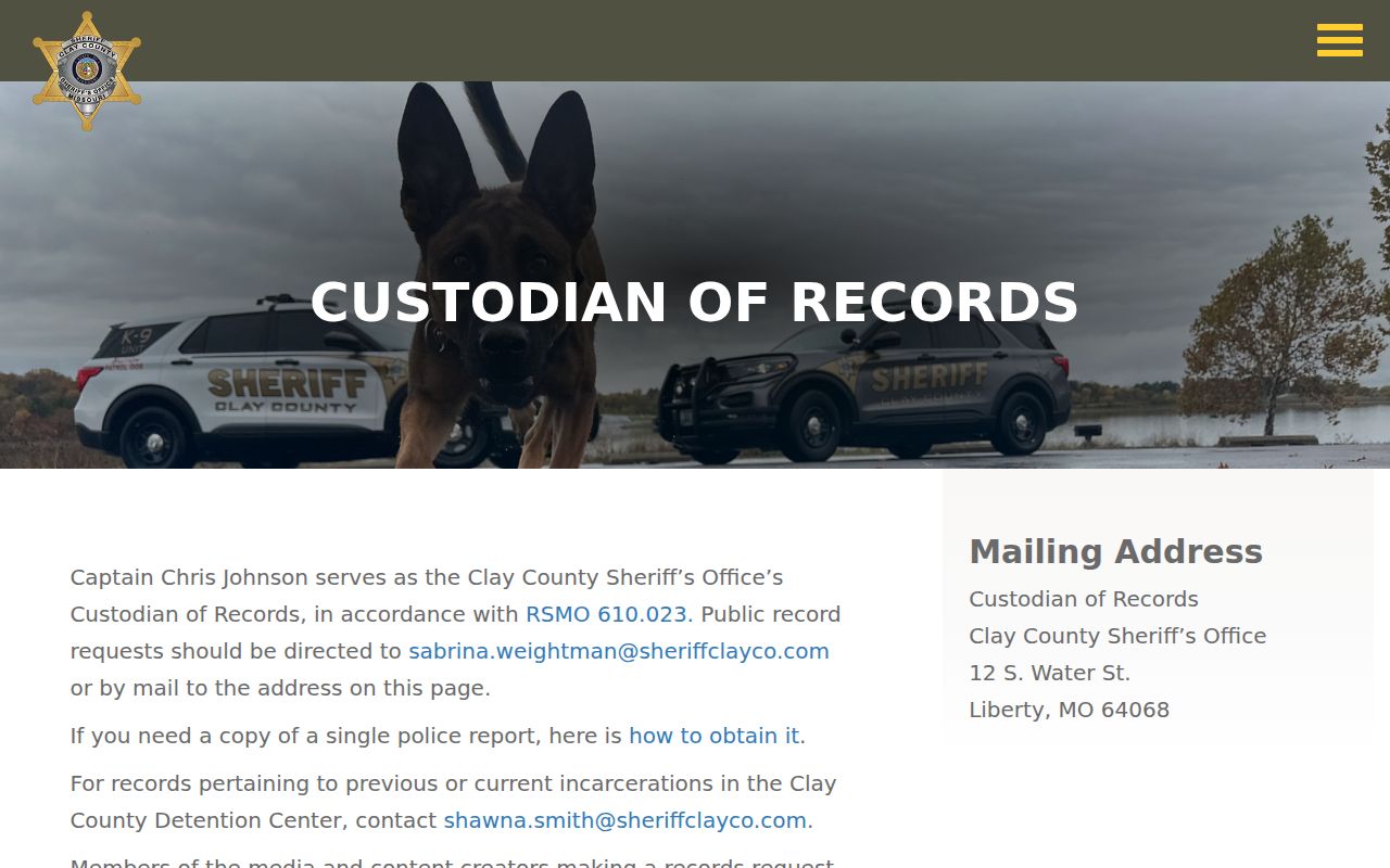 Clay County arrest lookup sheriff records request channel