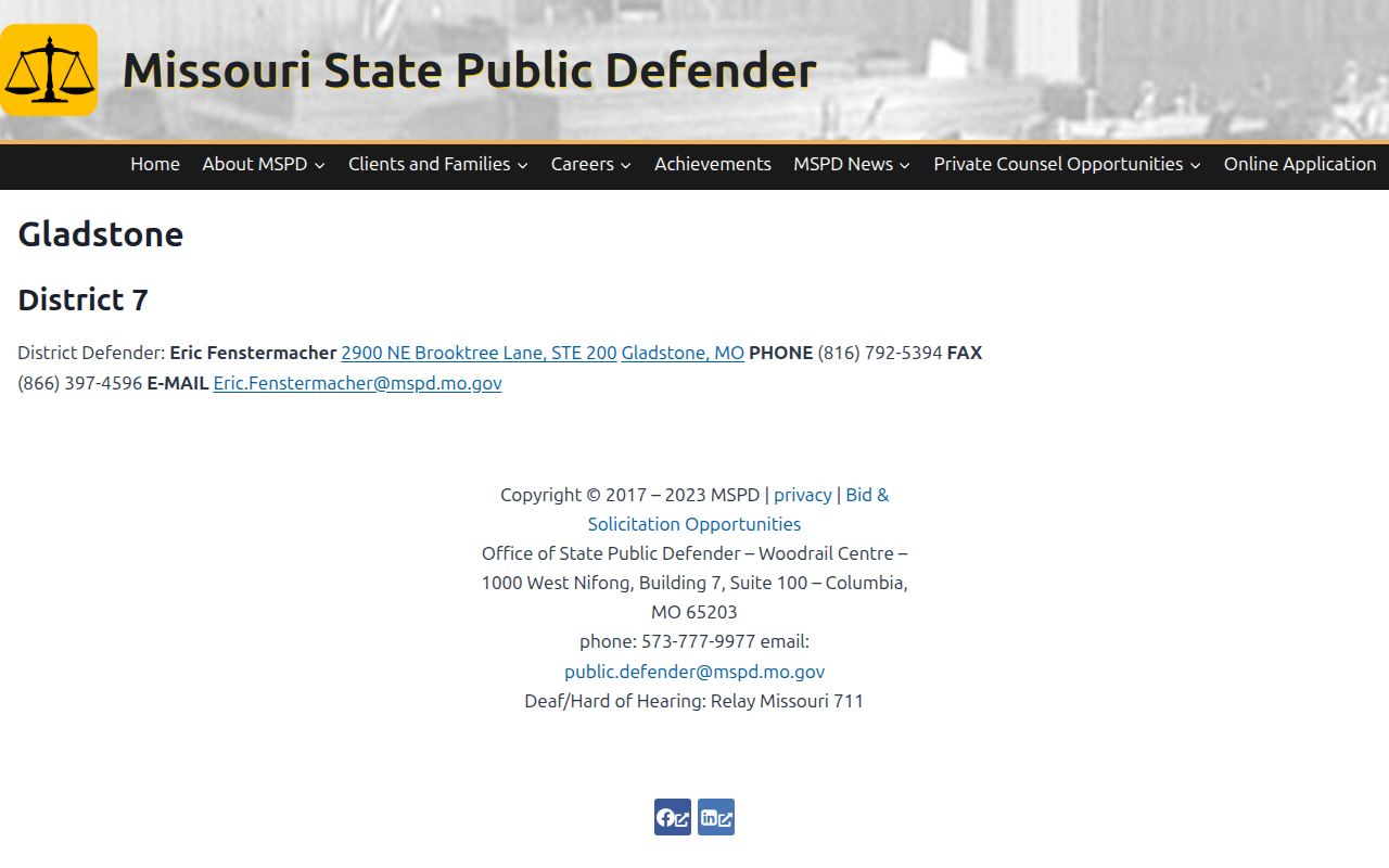Clay County criminal court cases and Missouri public defender District 7