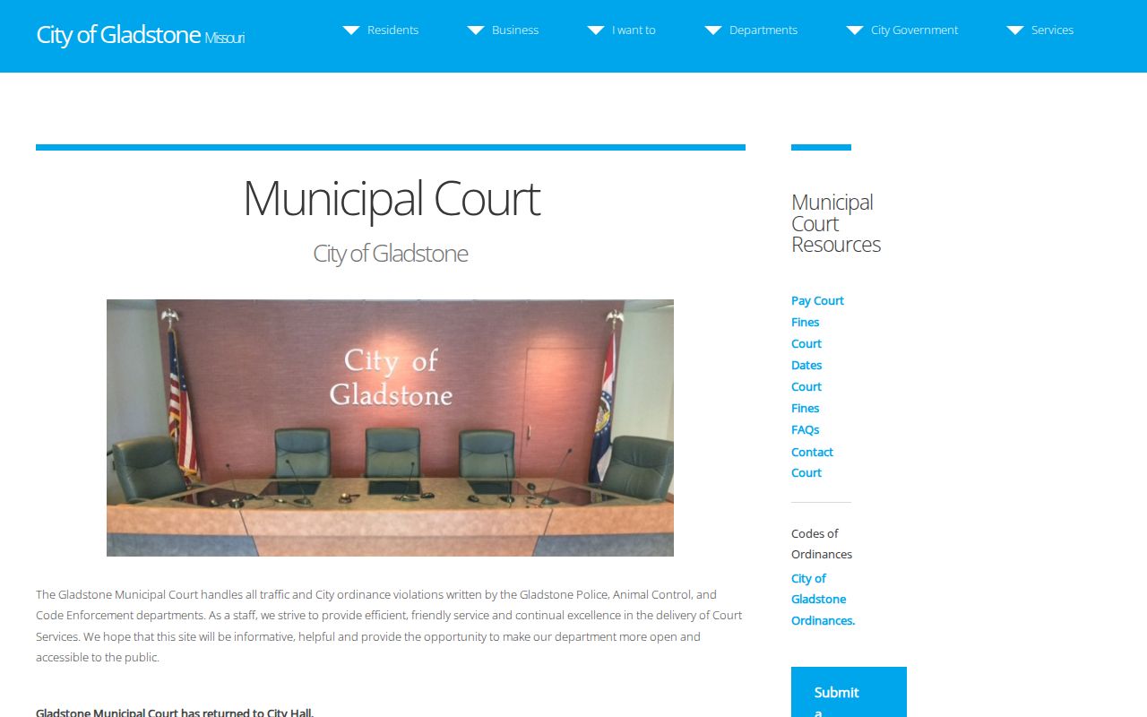 Gladstone criminal records source for Municipal Court cases