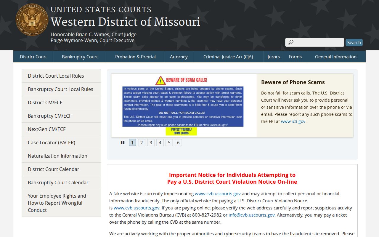 Kansas City criminal records source for the Western District of Missouri