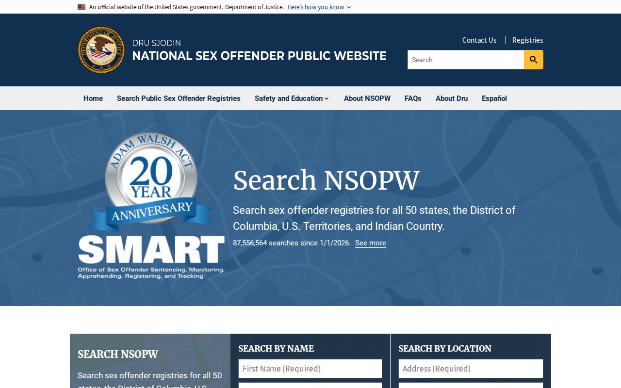 National search layer for Clay County sex offender records