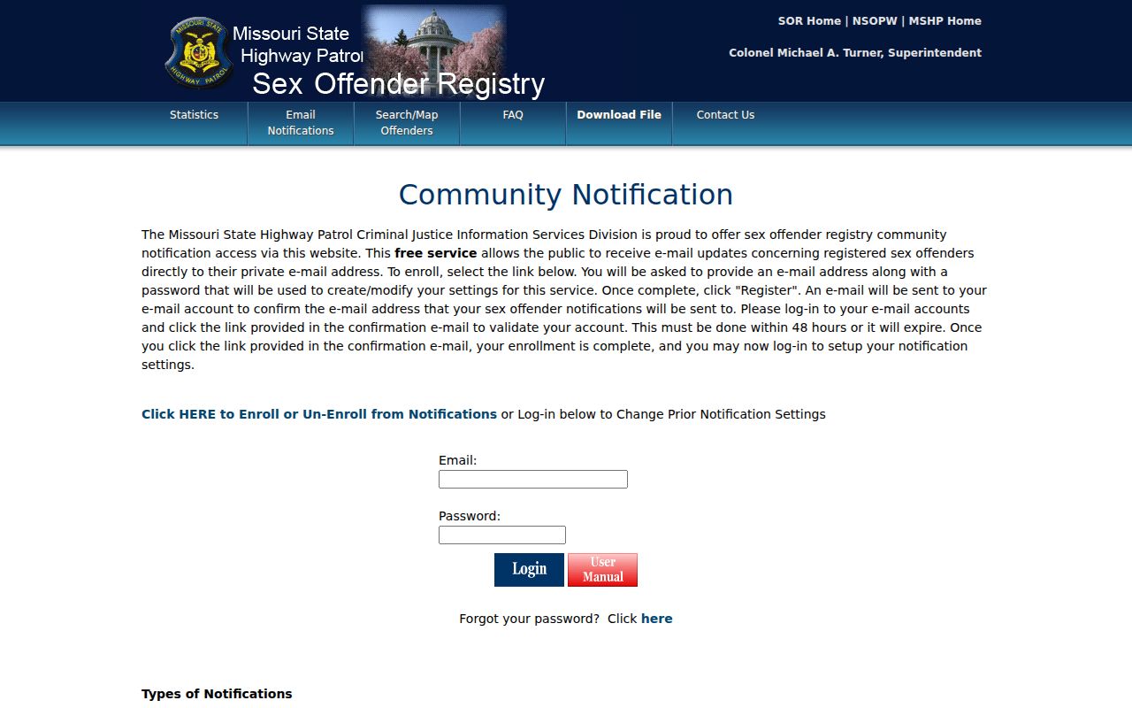 Clay County sex offender registry community alert signup