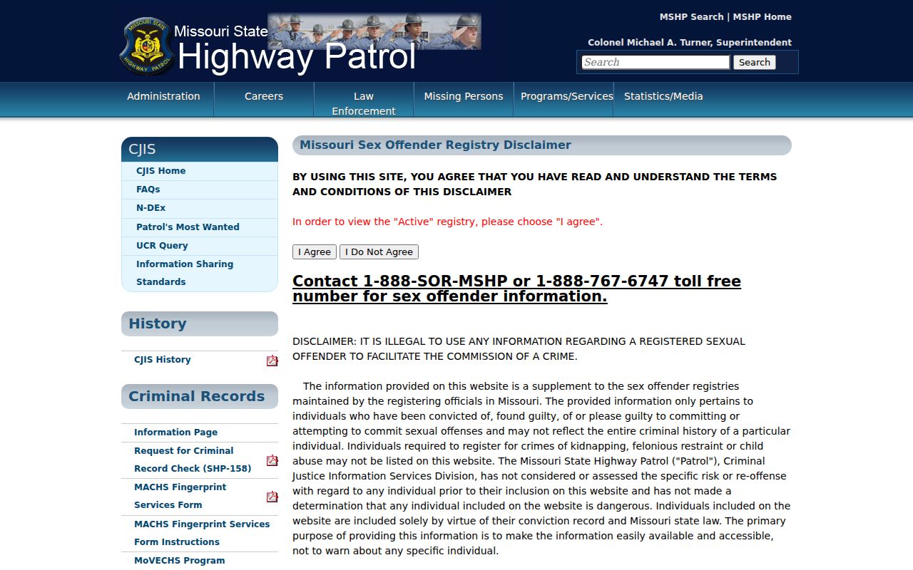 Clay County sex offender registry profile information and disclaimer