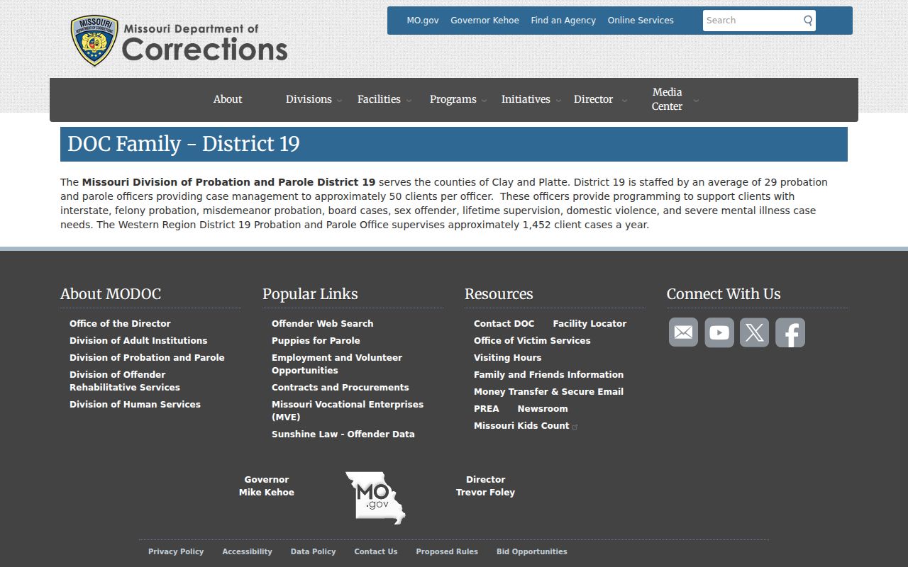 Clay County criminal records District 19 supervision office