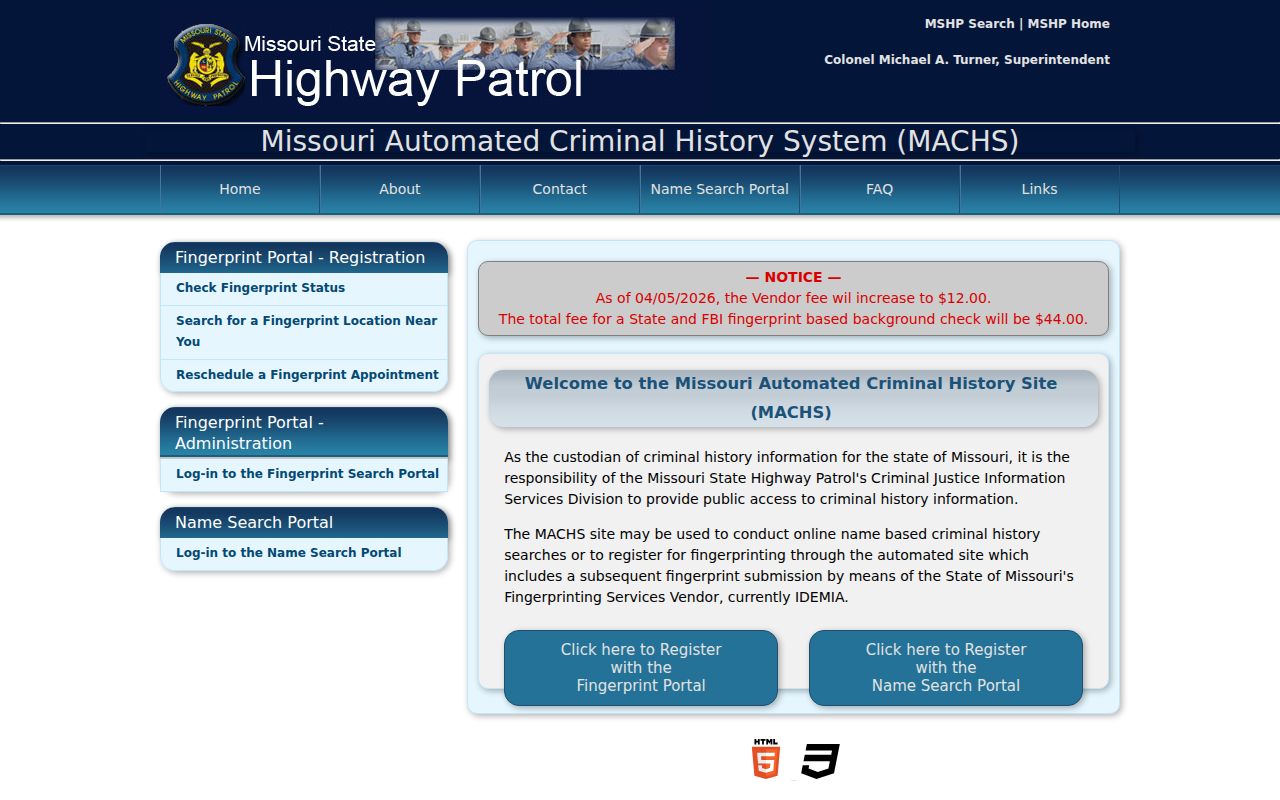 Clay County criminal history MACHS name search